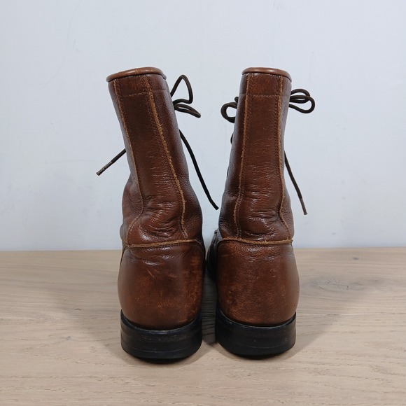 Justin Boots Womens 8B Brown Leather Lace Up Vintage Ankle Riding Work - Picture 4 of 10